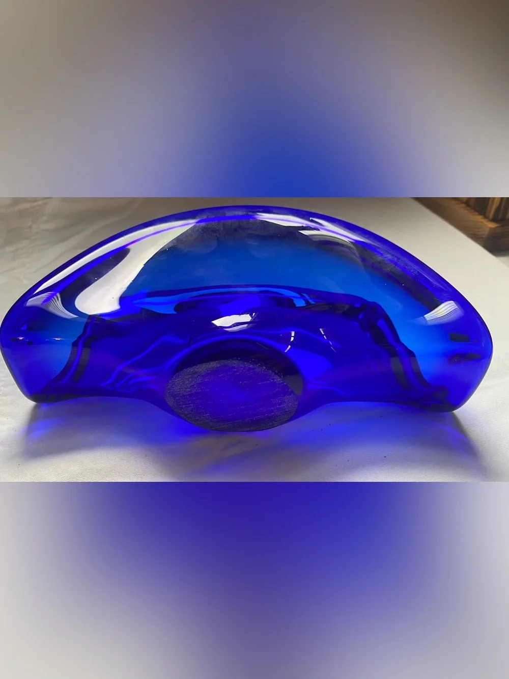 stunning vintage cobalt blue napkin holder / mail organizer- pontil